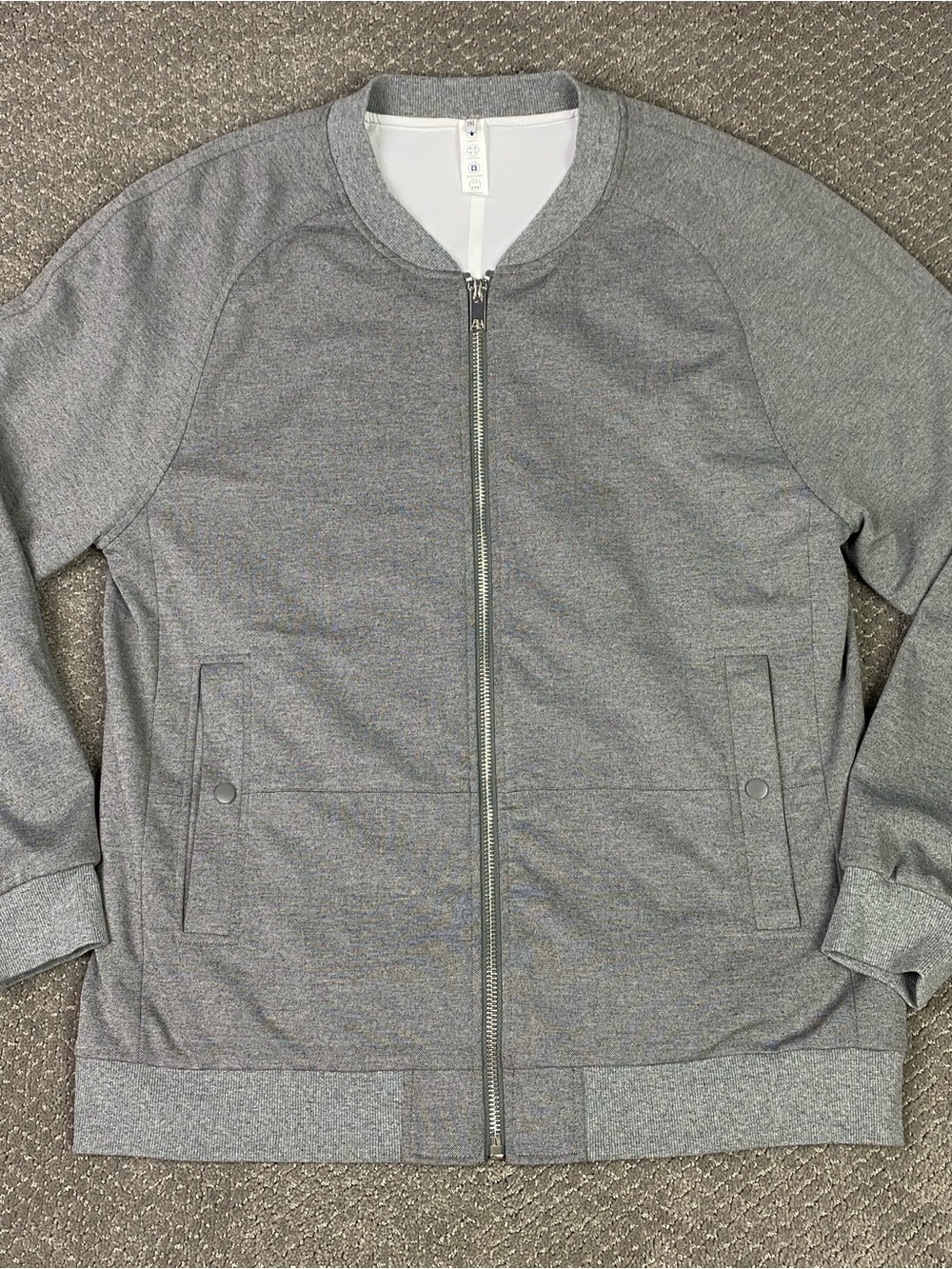 State and Liberty Knit Bomber Jacket Mens 2XL Gray Athletic Full Zip Track NWOT